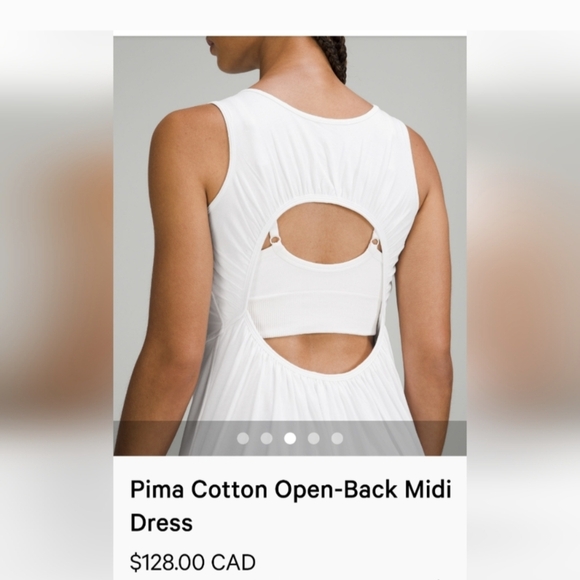 Lululemon Pima Cotton Open-Back White Midi Dress size 12 - Picture 9 of 9